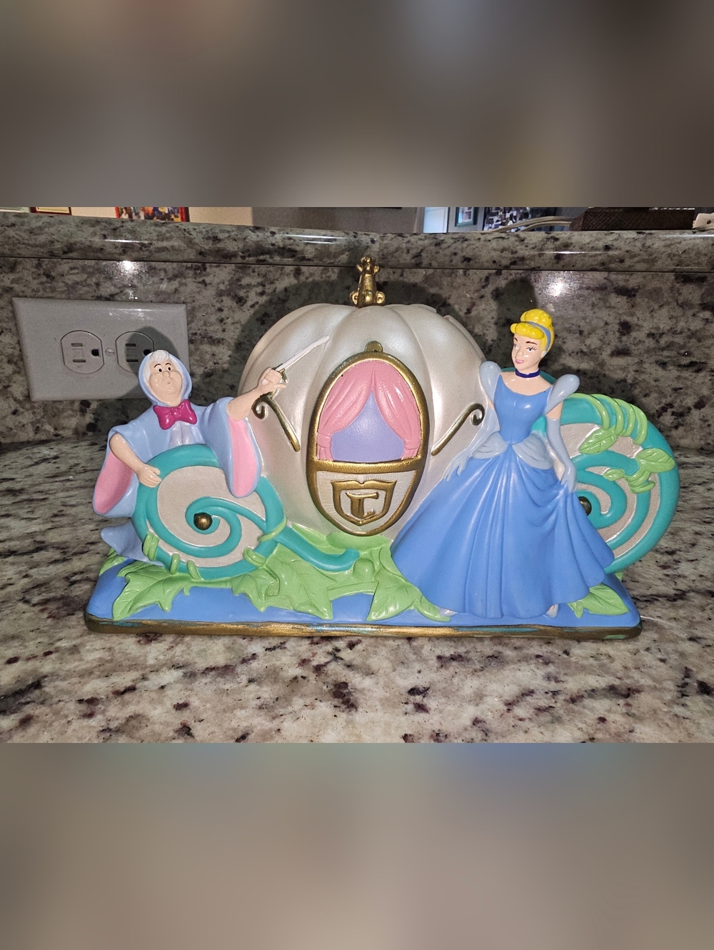 Disney Cinderella And Fairy Godmother Plastic Piggy Bank 1990s